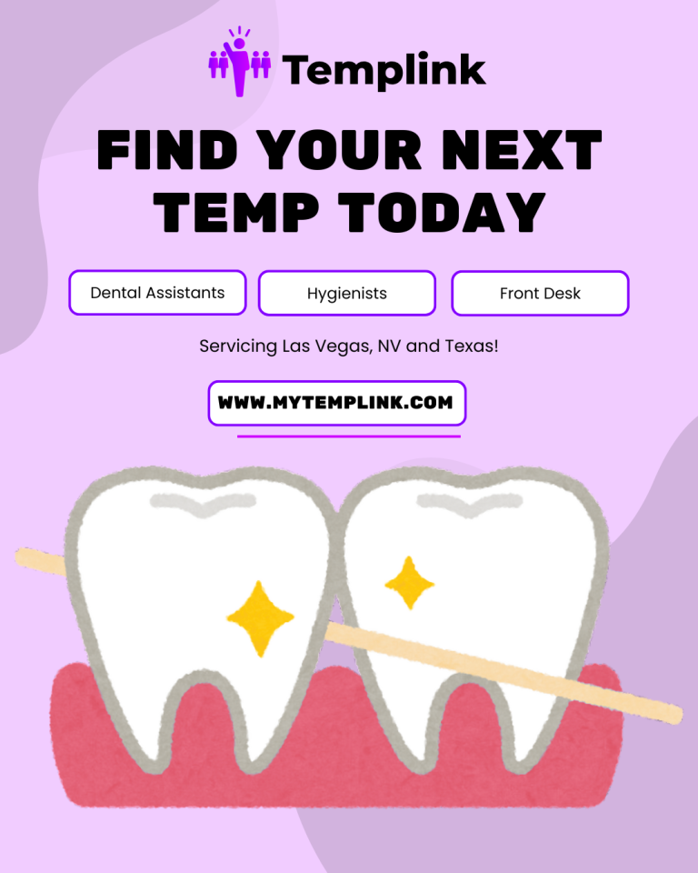 Graphic promoting Templink for temporary dental staffing